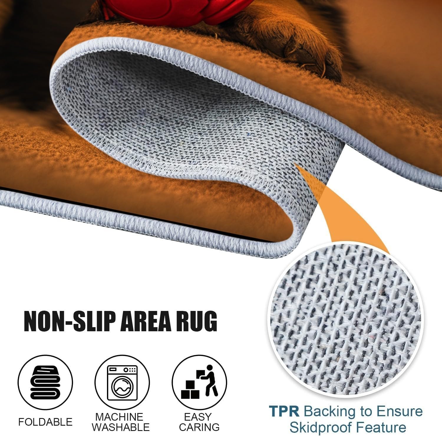 Washable Rug 2x3 ft Animal Print German Shepherd Brown Area Rugs-Stain Resistant Washable Stain Resistant Rugs for Living Room, Bedroom, Non Slip Backing Area Rug, Home Decor Rug