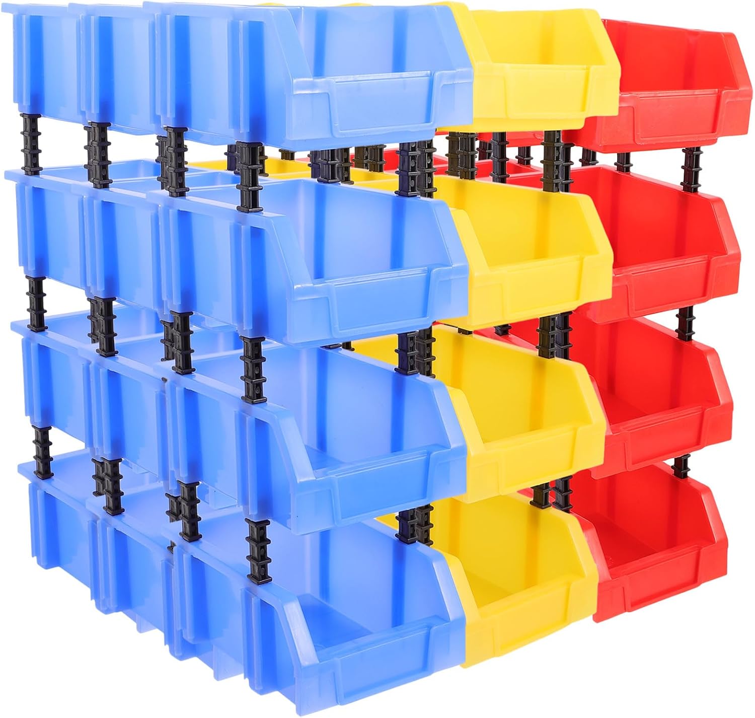 Alipis 12pcs Stackable Plastic Storage Bins with Lids, Reusable Component Boxes for Garage and Classroom Organization, Simple Design Storage Crates for Tools and Small Parts