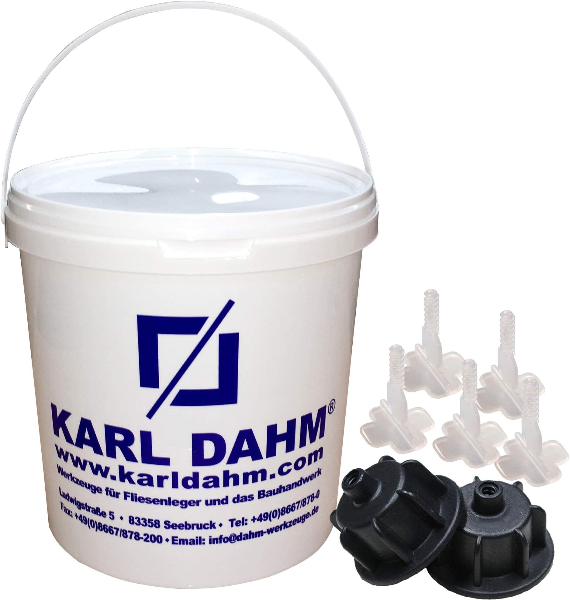 Tile levelling system starter kit 12504 by Karl Dahm, for tiles measuring 3-12 mm, top quality from the German market leader. The Levelling System for Tiles