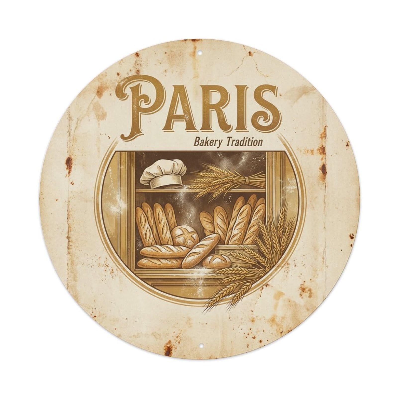 Olhnbad Style Paris Cuisine Culture Baguette Bakery Tradition Travel Metal Tin Sign