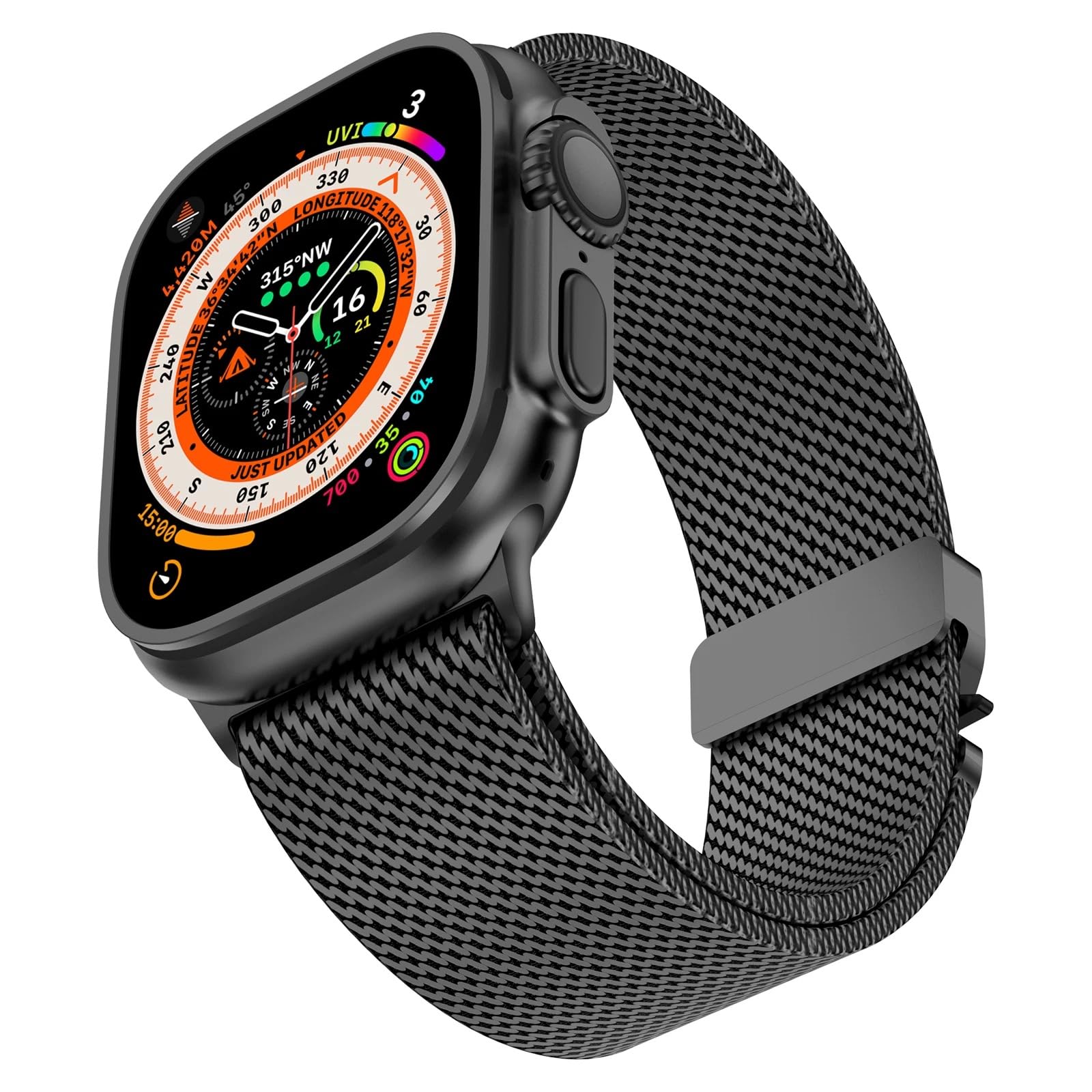 SRena MLNS cinturino per cinturino apple watch 41mm 40mm 38mm ultra 2 apple watch cinturino series 10 9 8 7 6 5 4 3 2 1 milanese originale acciaio in colore Titanio Nero