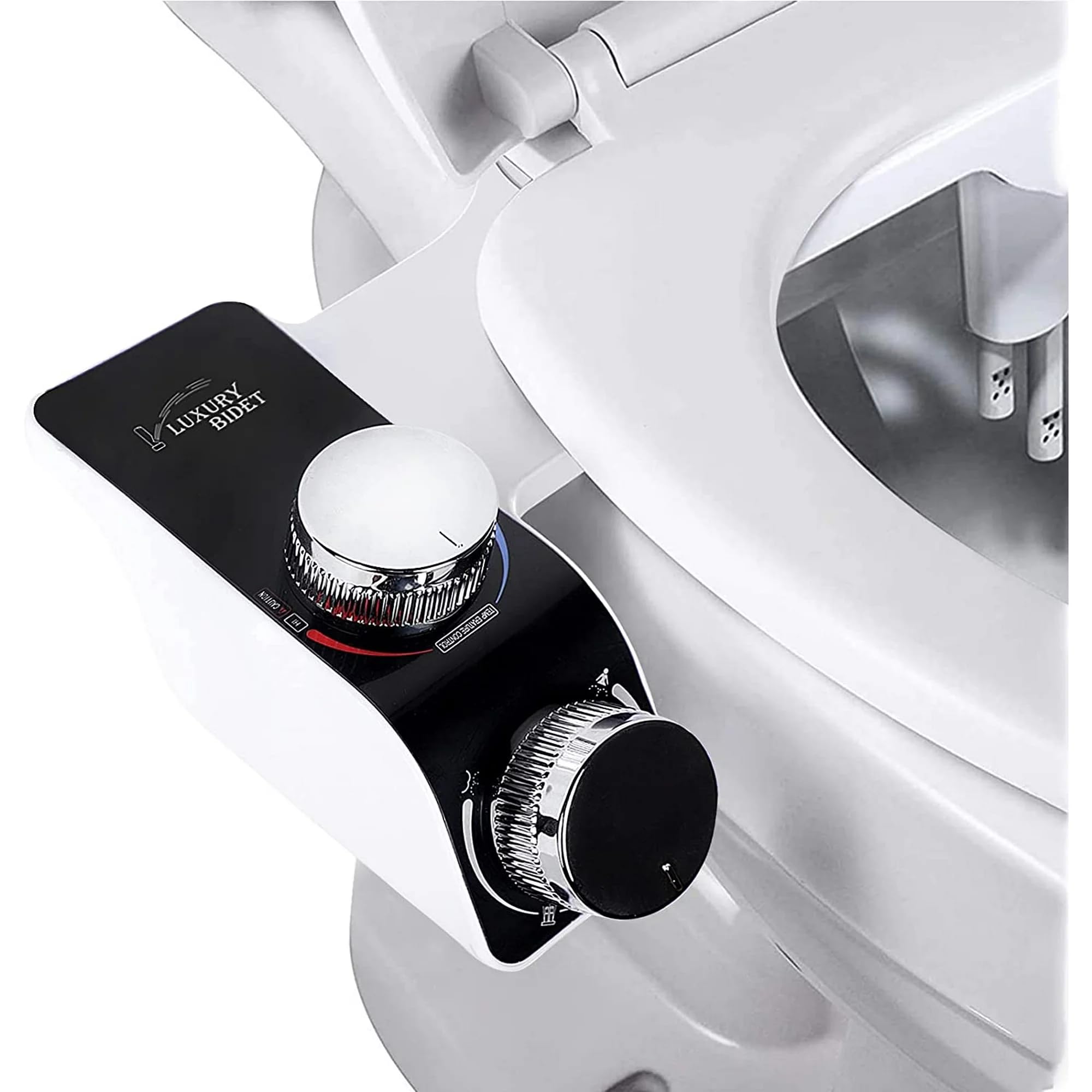 Bidet Attachment for Toilet Seat, Non-Electric Bidet Hot and Cold Fresh Water for Frontal & Rear Wash with Self-cleaning Dual Nozzles and Adjustable Pressure Control