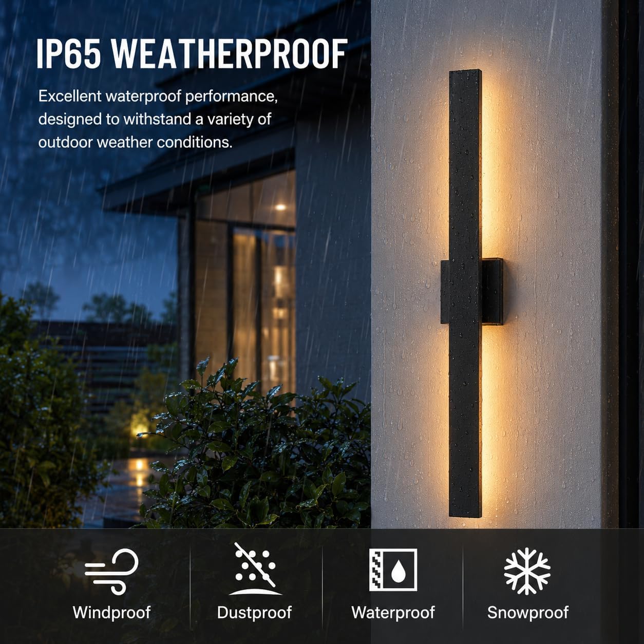 Upgraded 40.1''H Black Long Modern LED Outdoor Wall Lights 3000K 4000K 5000K Dimmable Exterior Wall Sconce Outside Light fixtures for House Garage Front Door