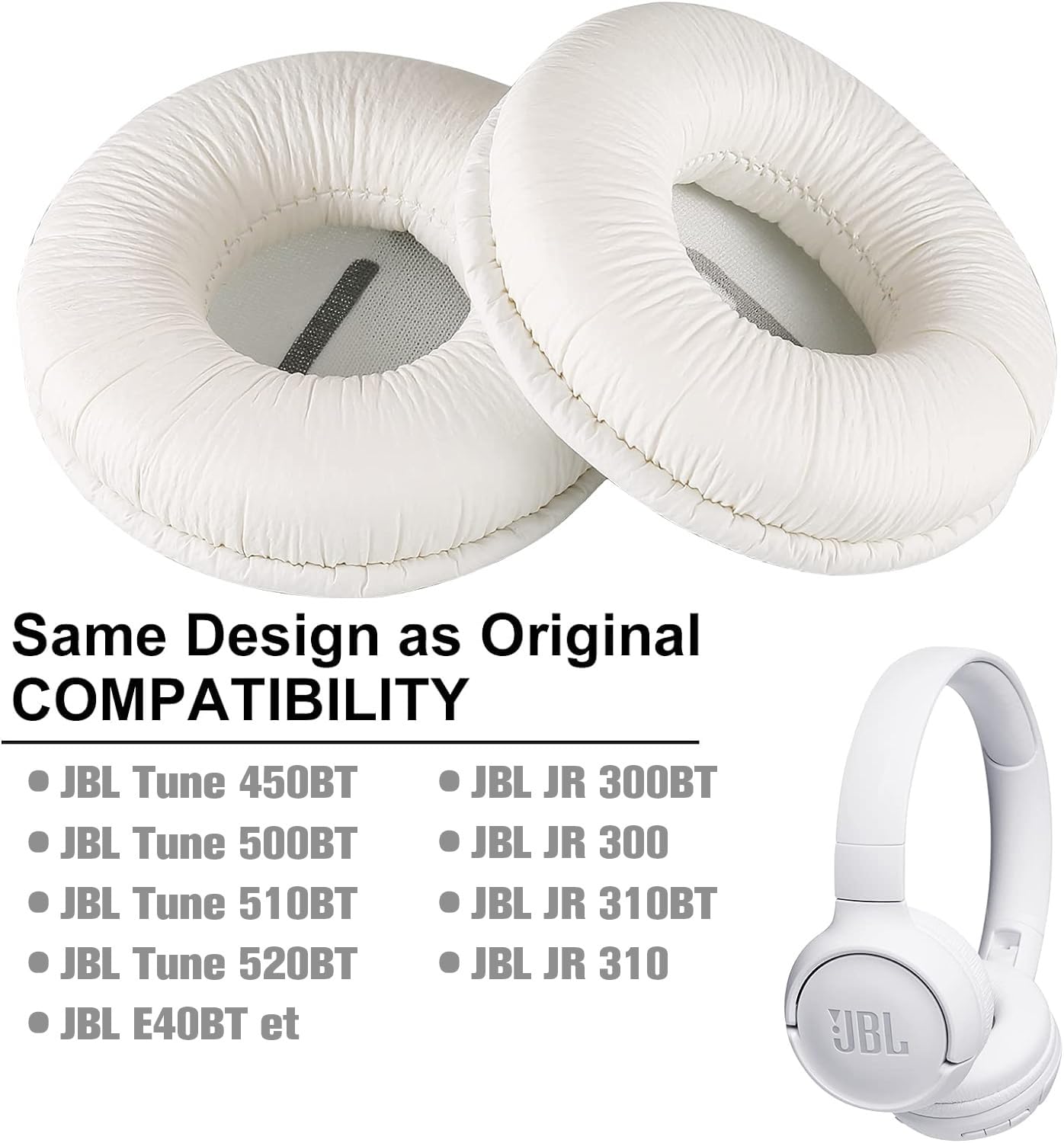 Almohadillas De Repuesto Para Auriculares JBL Y Sony - 70 Mm, Espuma Viscoelástica, Color Blanco