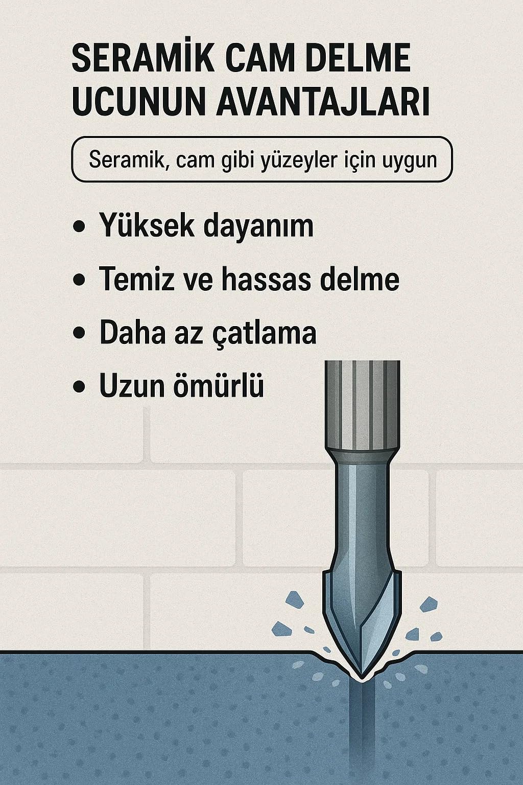 Proalet Matkap Ucu, Cam Seramik Delme Ucu, Elmas Kaplama, Mermer Fayans Cam Delici Uçlar, Hassas Delme Performansı, Dayanıklı ve Çok Amaçlı Kullanım, Sert Yüzeyler İçin, Çoklu Ölçü (6 MM)
