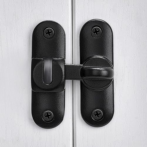 Miniatura 5 de Paquete de 2 cierres de puerta de granero de 90180 negro mate, cerradura de puerta de ángulo recto, pestillo abatible de aleación de zinc para