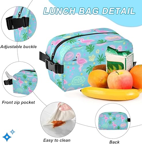 Miniatura 5 de Verano Flamingo Rosa Azul Mochila Para La Escuela Con Bolsa De Almuerzo Bolsa Con Lonchera Para Niñas 9-10 años Mochilas Y Loncheras Escuelas Para