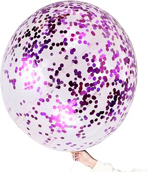 Purple Confetti Balloons, 36 Inch 6 Pcs Jumbo Latex Purple Glitter Confetti Party Balloons for Halloween/Carnival Decoration/Graduation/Anniversary Decoration Supplies