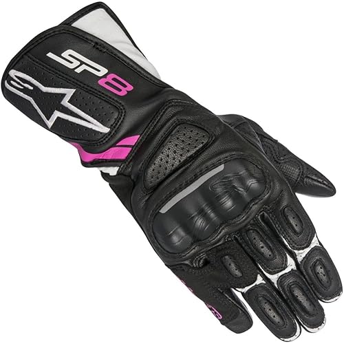 Alpinestars Women's Stella SP-8 v2 Leather Gloves - Black/White/Pink - Large