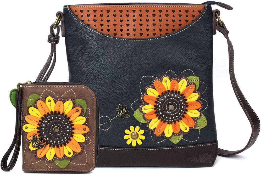 CHALA Handbags Sunflower Sweet Messenger Bag Purse, Flower Lover (Sunflower Messenger Bag and Wallet Gift Set)
