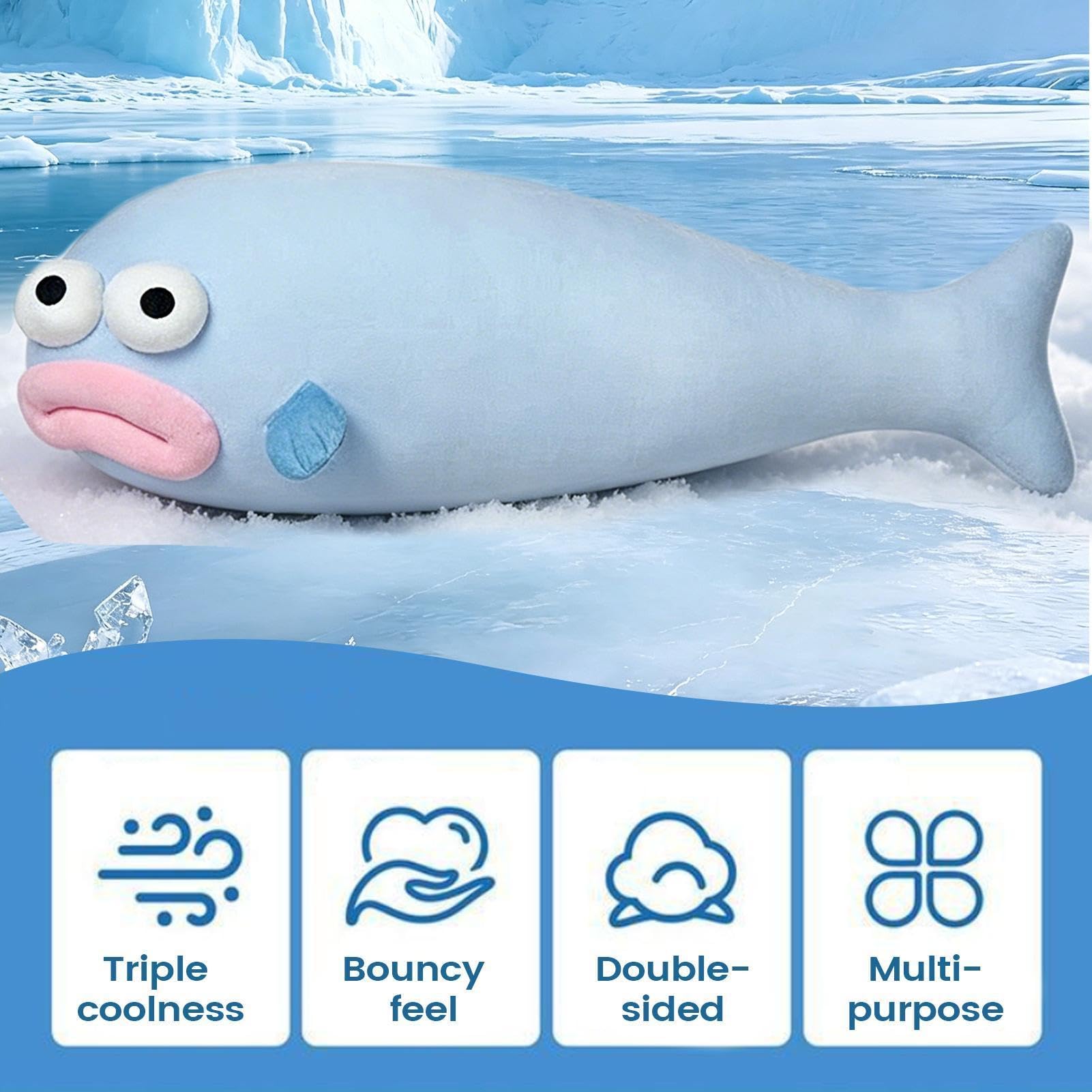 Cuscino lungo per il corpo, a forma di pesce, rinfrescante e avvolgente | Cuscino rinfrescante per allineare il corpo, per casa, camera da letto, divano, dormitorio, notte e pisolino diurno