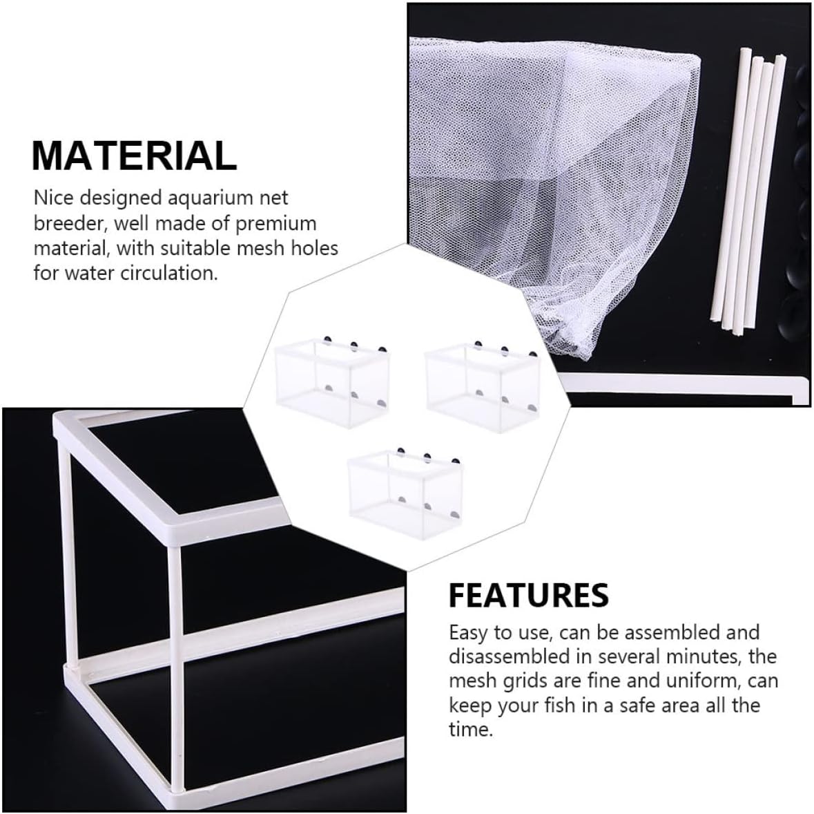 POPETPOP 3pcs Mesh Fish Hatchery Breeding Box Aquarium Fish Incubator Suction Cup Net Holder