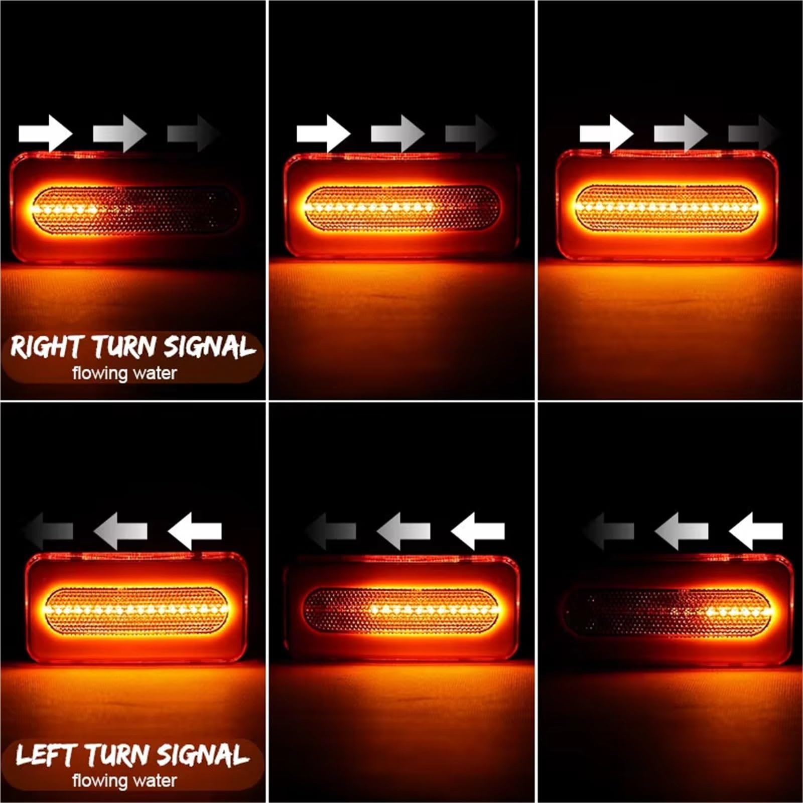 Genérico intermitente automóvil Luz Trasera Universal Remolque 3 En 1 Anillo Flash Halo 12V 24V Señal Giro Freno Cuadrado Lámpara Circulación Diurna Camioneta(2pcs Oval)