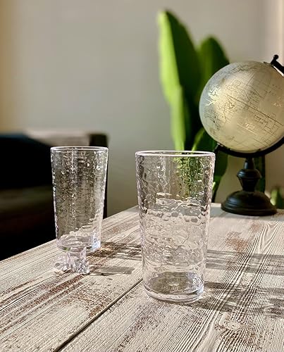 Miniatura 8 de KLIFA - Bonito 14.7 y 20 onzas, juego de 8, vasos acrílicos y vasos altos para beber, sin BPA, vasos de plástico apilables, aptos para lavavajillas,