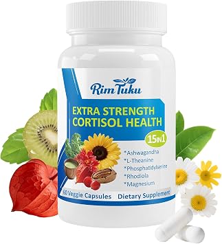 Cortisol Supplements for Women & Men -15-in-1 Cortisol Detox for Women, Cortisol Manager & Reducer with Ashwagandha, Rhodiola Rosea Supports Stress Relief, Adrenal Balance, 60 Capsules