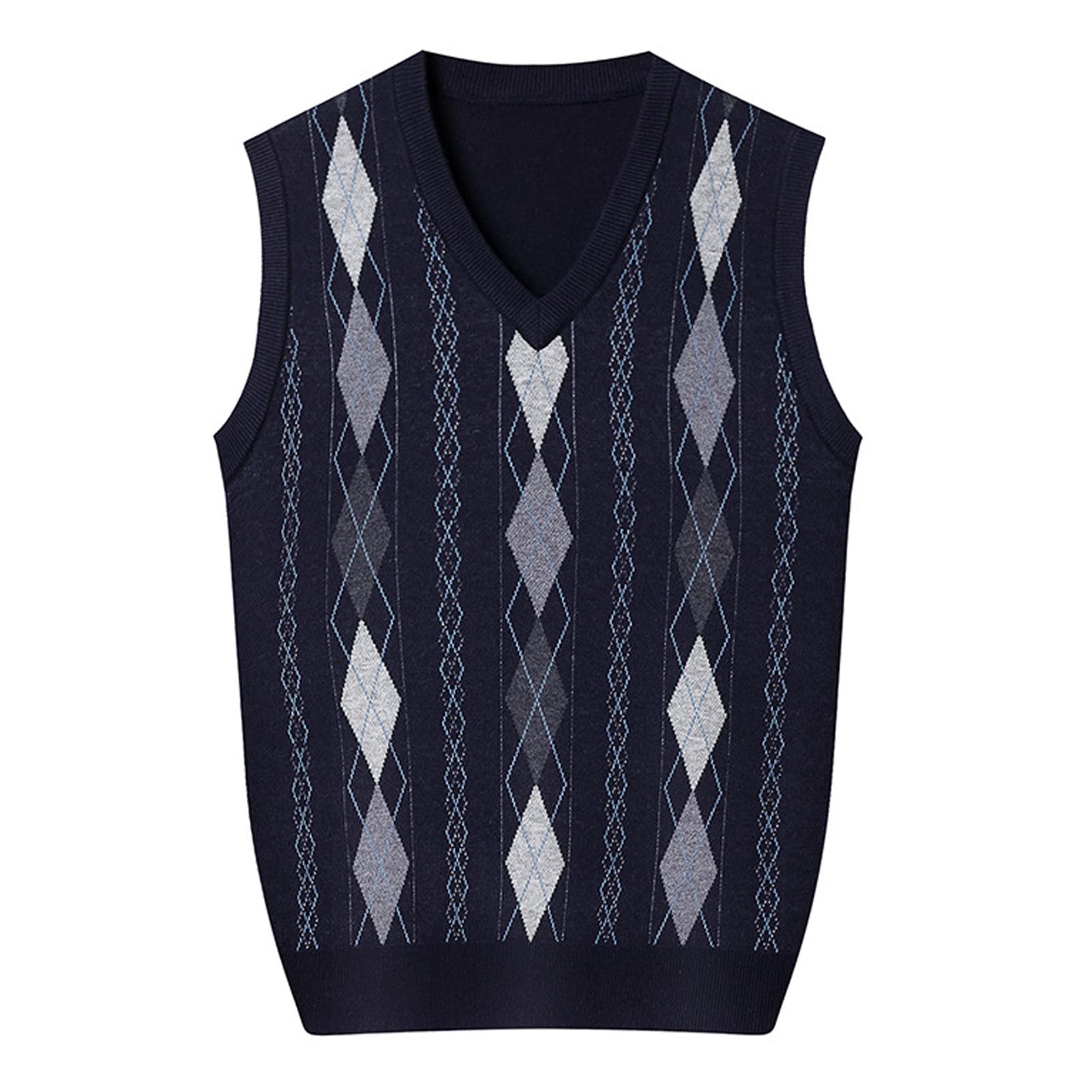 Chaleco De SuéTer para Hombres SuéTer Sin Mangas con Cuello En V Casual Caliente Jersey Invierno De Chaqueta De Punto De Otoño Botón Jumper Empresarial Chaleco Top cyan-3XL