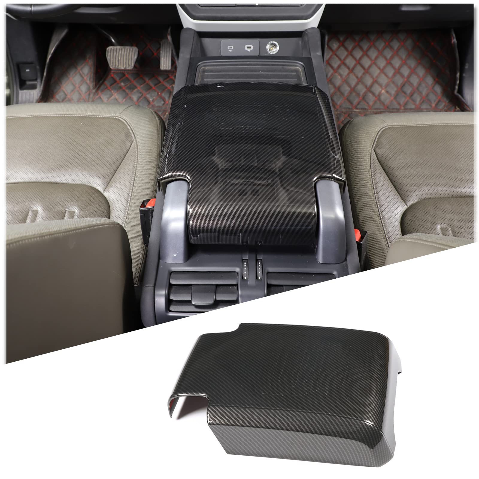 HhyY6LL Copri Console Centrale Auto per Land Rover Defender 90 110 2020 2021 2022,Copertura Protettiva per Console per Scatola Bracciolo Interni Auto,A/Black Basic Style