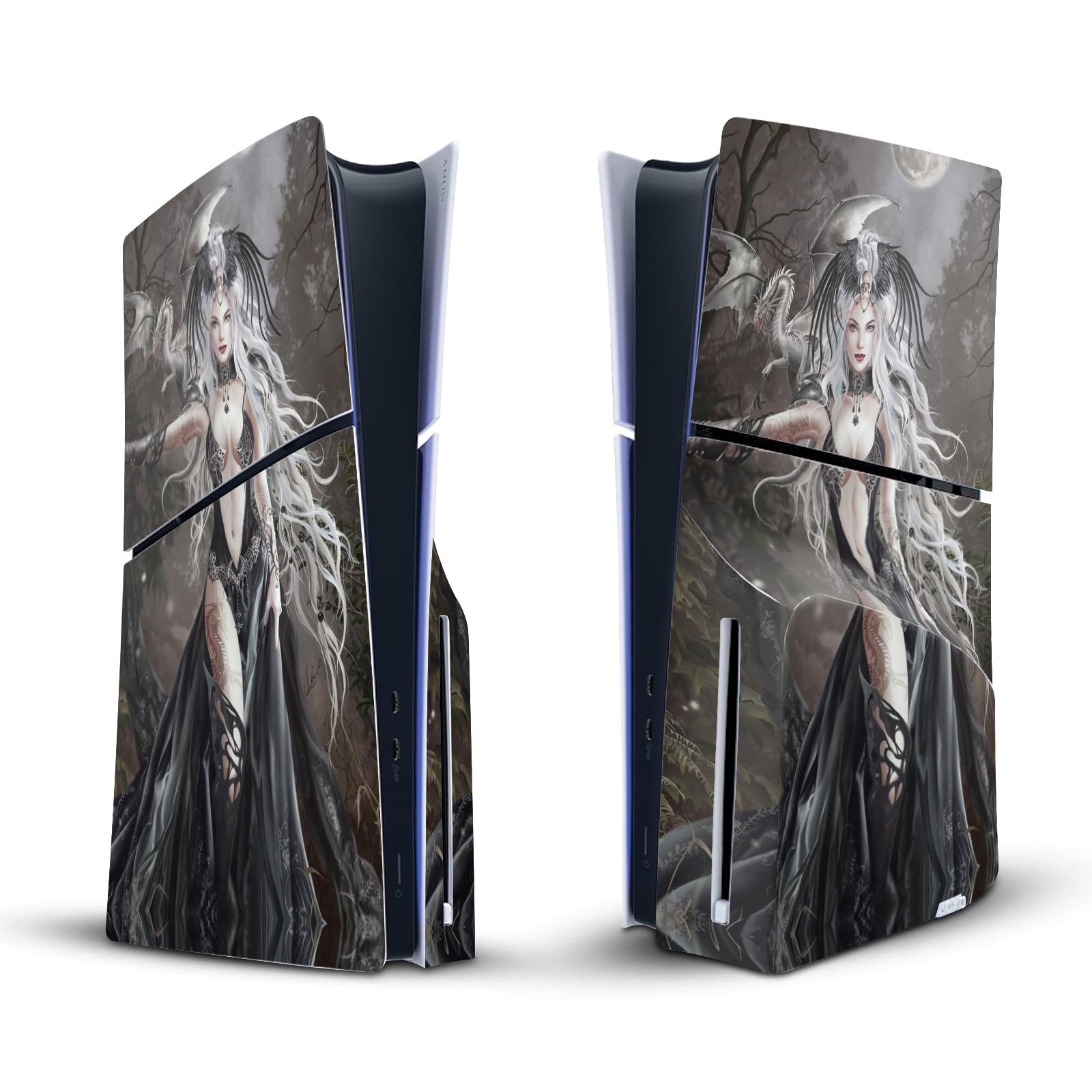 Head Case Designs Licenza Ufficiale Nene Thomas Drago Regina del Teschio del Teschio Gotico Vinile Sticker Gaming Pelle Adesivo Compatibile con Sony Playstation 5 PS5 Slim Disc Edition Console