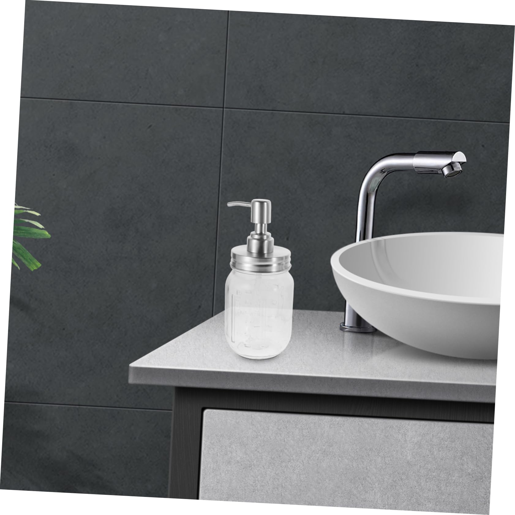 Yardenfun Juego de Baño Dispensador de Jabón Espumoso y Porta Cepillos de Dientes en Tarro de Vidrio Set de Accesorios para Baño 5 Piezas Diseño Rústico y Funcional
