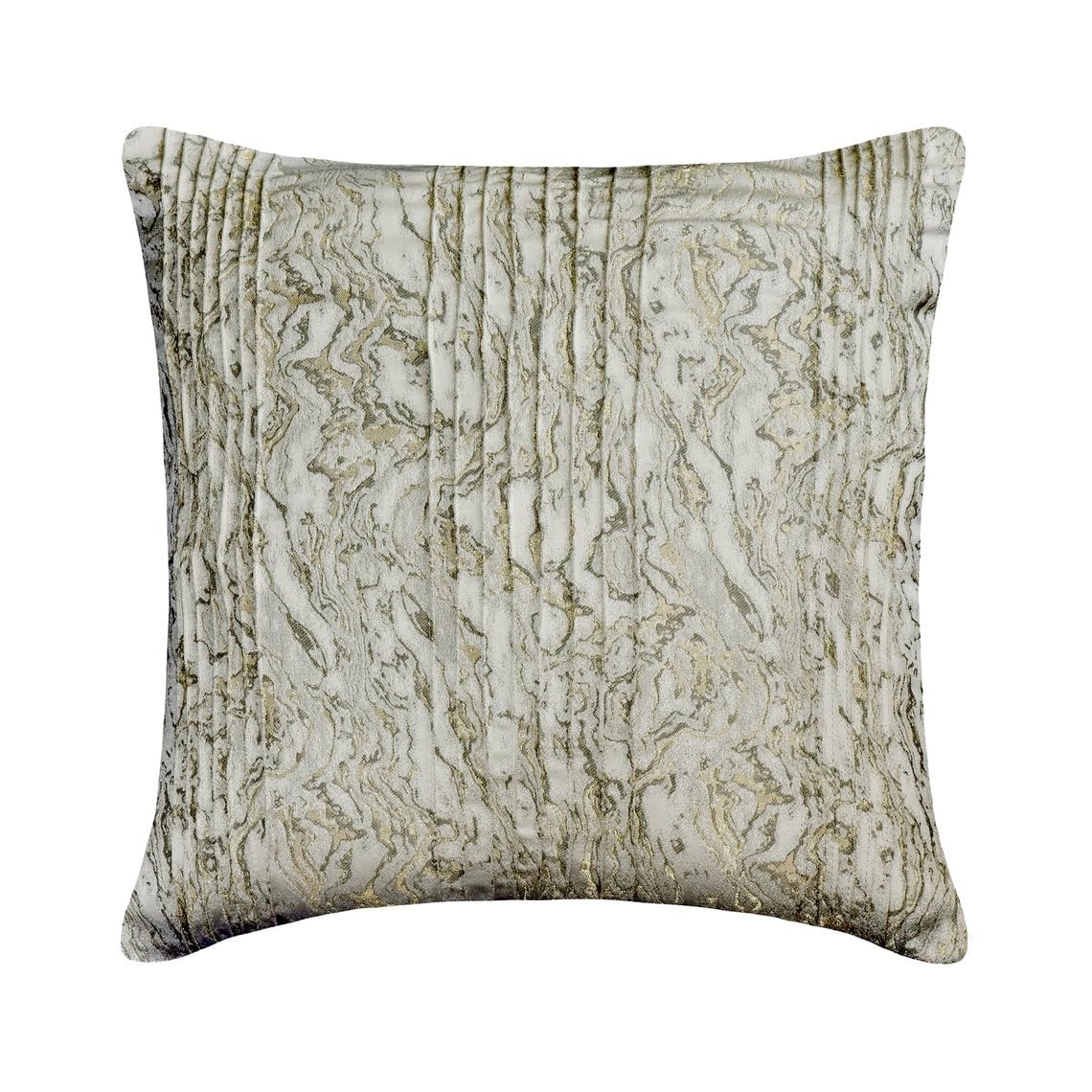 The HomeCentric Decorative Ivory & Gold 65x65 cm (26"x26") Cushion Covers, Silk Marble, Textured & Pintucks Cushion Covers, Abstarct Pattern Modern Style - Celestia — image 1