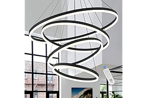 4-Rings Modern LED Chandelier Dimmable Flush Mount Ceiling Pendant Lighting with Remote Control