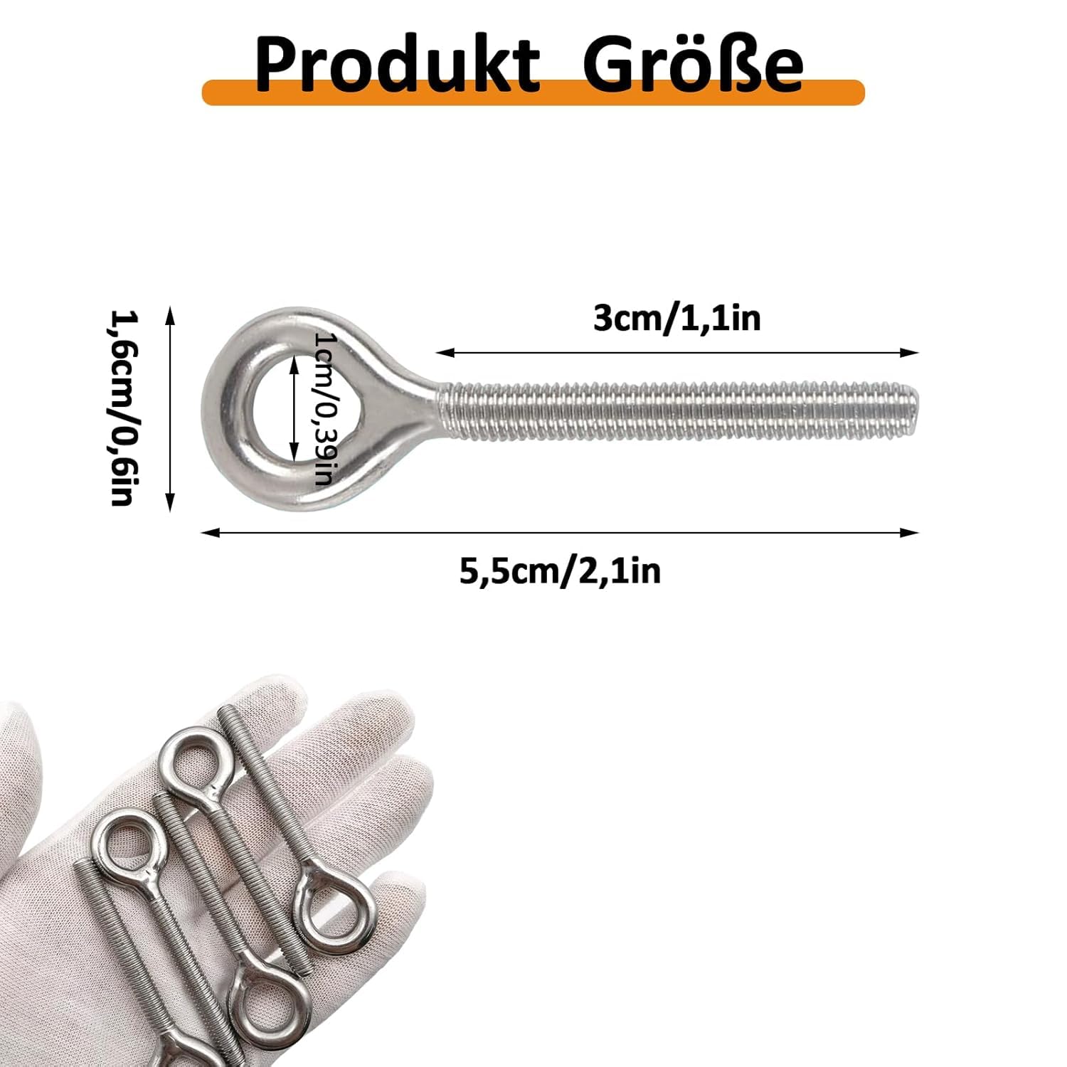 Vite a occhiello M4, vite a occhiello, viti a occhiello da 12 pezzi, viti a occhiello in acciaio inossidabile con albero lungo, anelli a vite saldati, per il ruolo di fissaggio e sospensione
