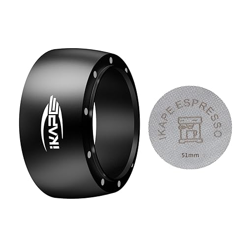 Miniatura 10 de IKAPE Juego de Embudo Dosificador Magnético, Anillo Dosificador de Espresso de 53MM y Filtro de Taza Compatible con Portafiltro Delonghi de 54MM Sin