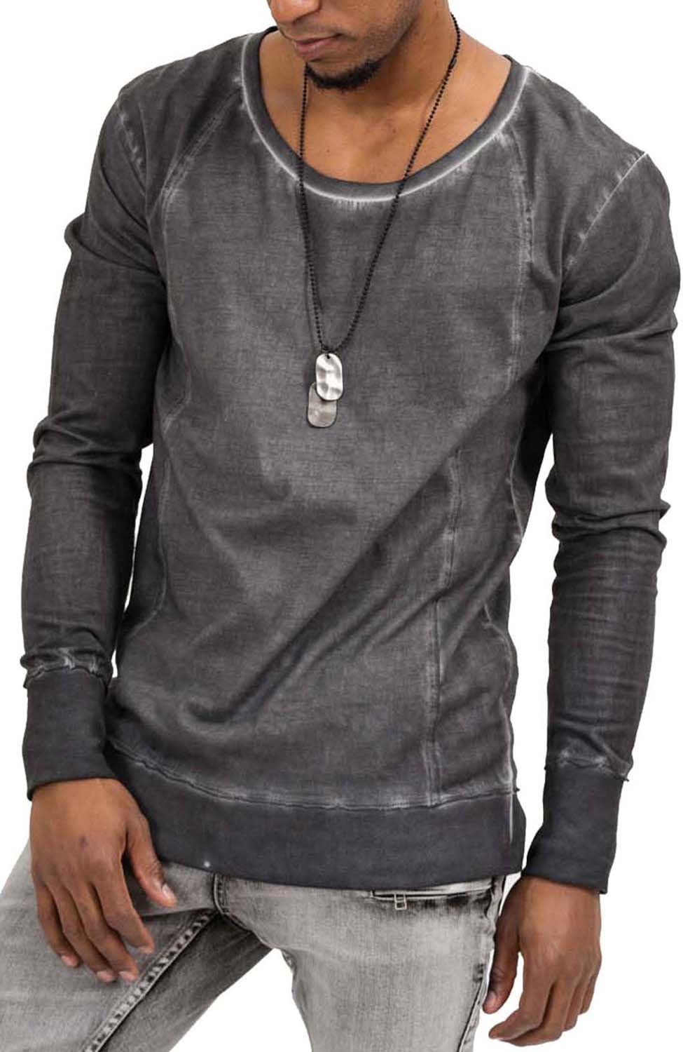 trueprodigy Casual Mens Clothes Funny and Cool Designer Long Sleeve T-Shirt for Men Plain Crew Neck Slim Fit Long Sleeve Sale, Colours:Anthracite, Size:S