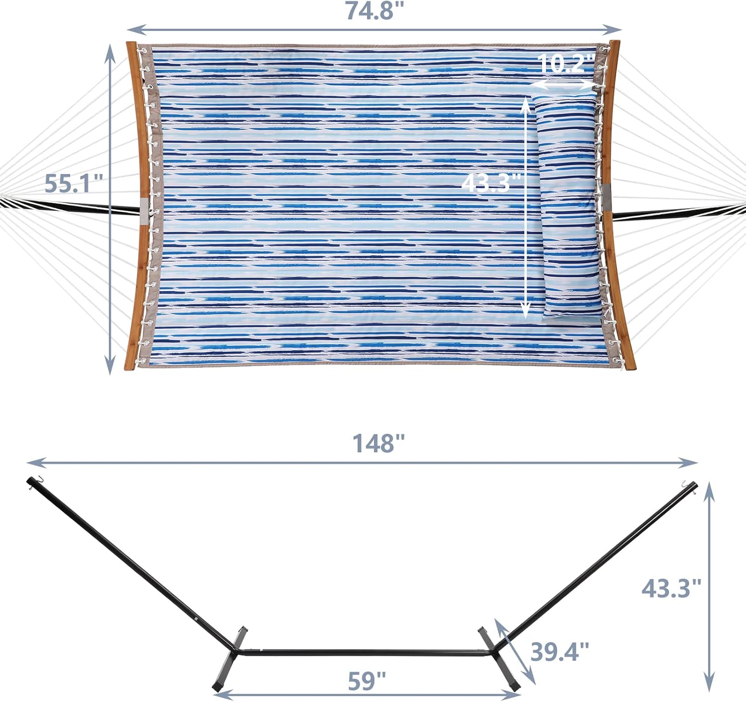 SUPERJARE Hammock with Stand and 13FT Outdoor Patio Umbrella with Base Included
