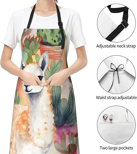 Miniatura 3 de Delantal para mujeres y hombres, delantales Waterpoof, delantales de trabajo ajustables con diseño de flores blancas para lavar platos