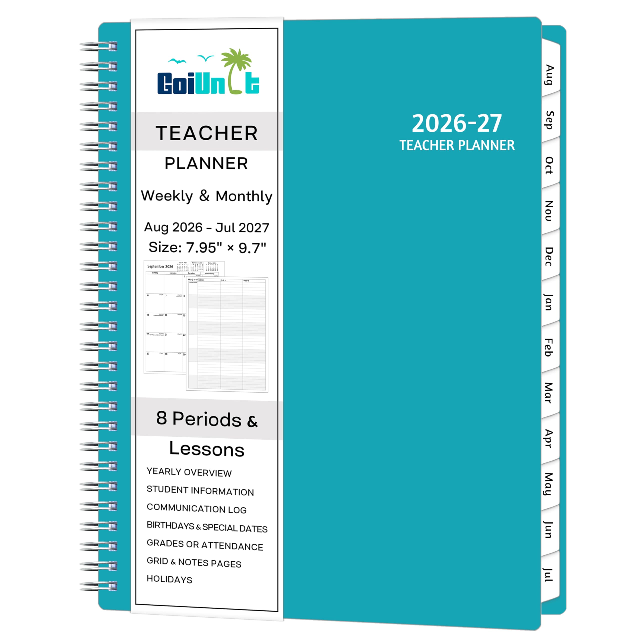 Lehrerplaner 2026-2027, 20,3 x 25,4 cm, Grün