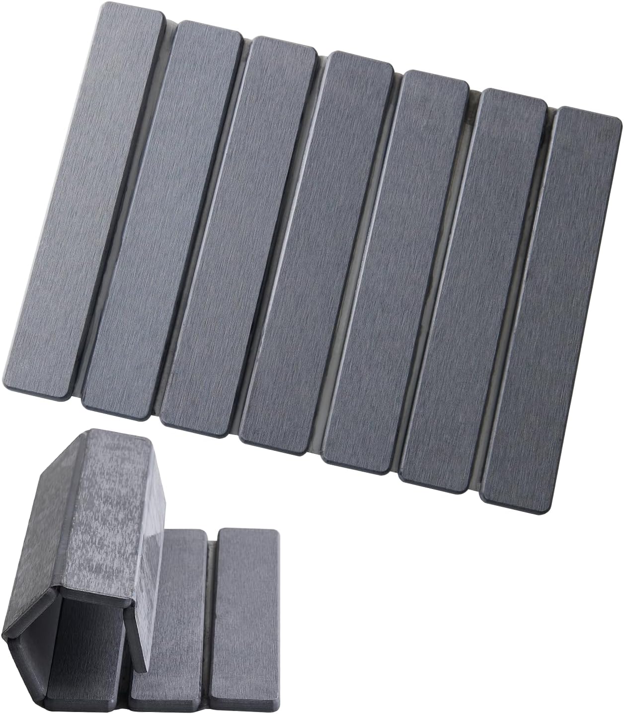 15.76 Inch Foldable Stone Bath Mat, Super Absorbent Diatomaceous Earth Mat, Dark Grey Easy Clean Rollable Drying Mat, Non-Slip Quick Dry Stone Bath Mats for Bathroom Kitchen Outdoor