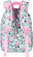 Vista 6 de Choco Mocha Mochila escolar de viaje para niñas de 17 pulgadas, Floral - Verde, Mochilas Daypack