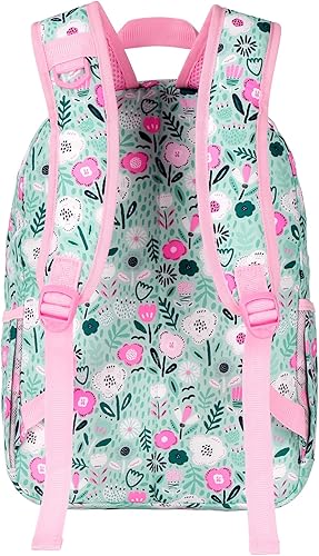 Miniatura 6 de Choco Mocha Mochila escolar de viaje para niñas de 17 pulgadas, Floral - Verde, Mochilas Daypack