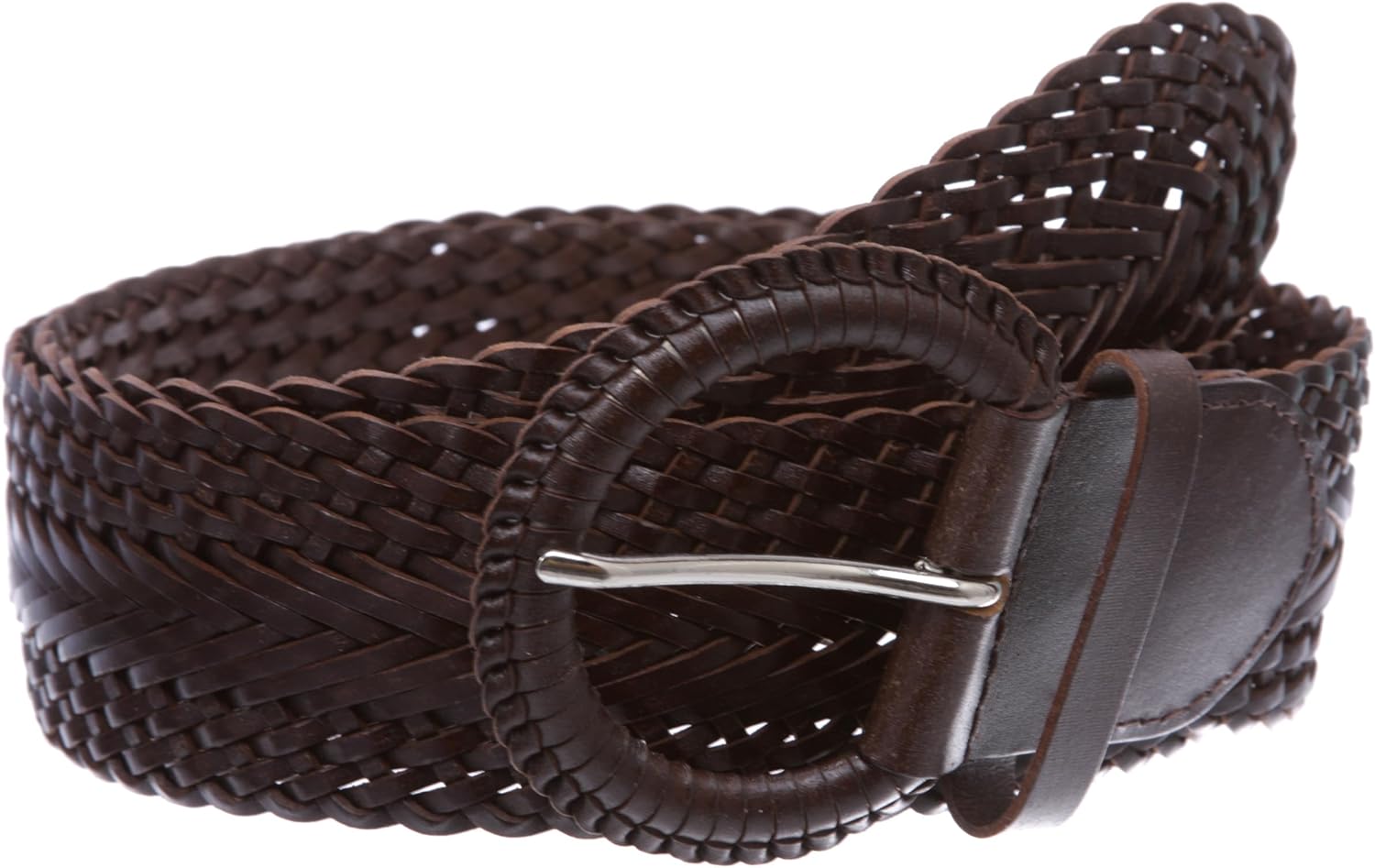 Beltiscool 2 Inch Wide Genuine Leather Braided Woven Round Belt