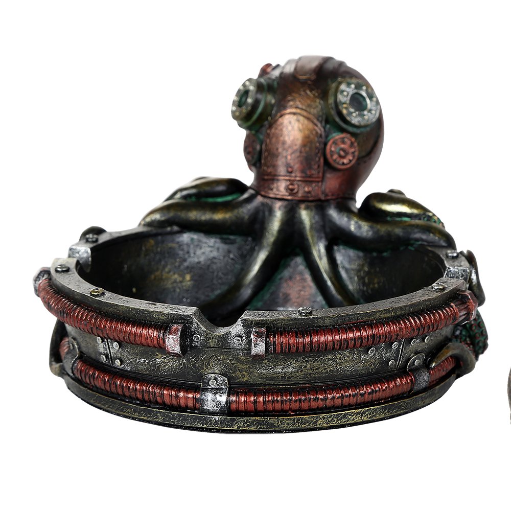 Pacific Trading Steampunk Octopus Cigarette Ashtray Ash Tray Tabletop Decoration Metal Look New