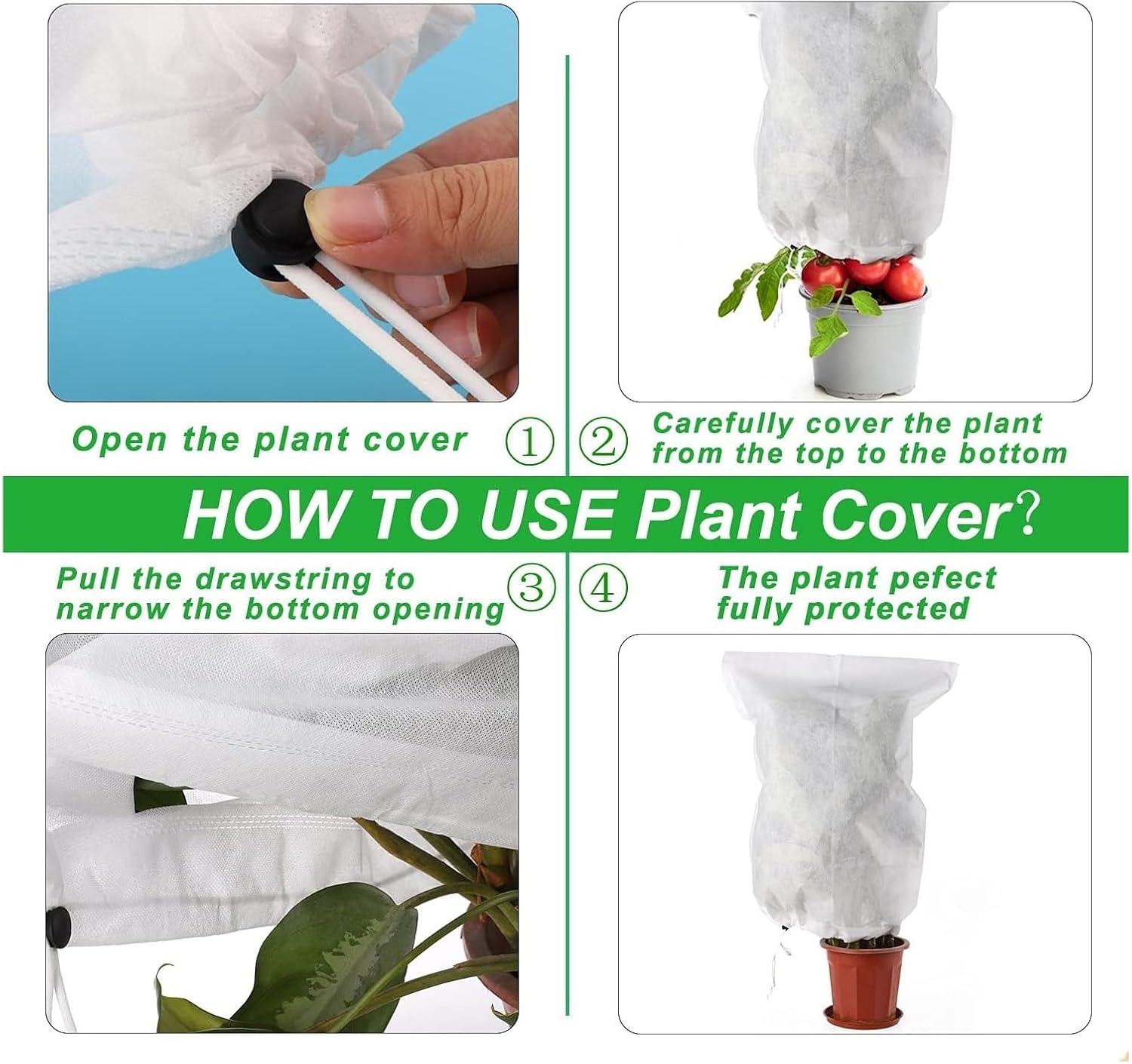 Plant Frost Protection Covers,Garden Plant Frost Protection Covers, Plant Antifreeze Covers,Winter Drawstring Plant Freeze Protection Cover Bags(120 * 180cm)