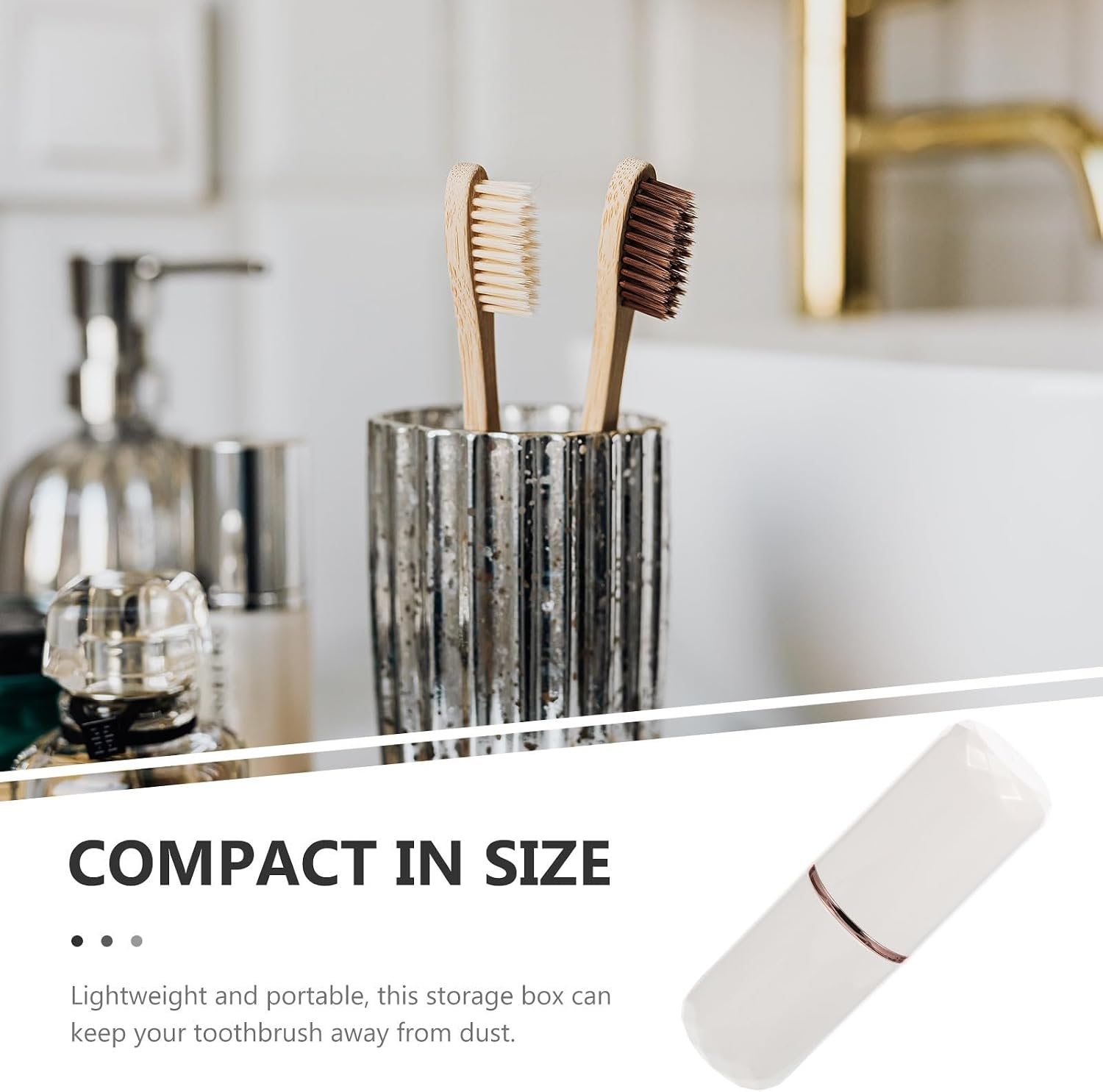 Portable Toothbrush Holder Cup for Family Travel, White PC image 3