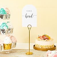 Vista 2 de Crisky Tarjetas de números de mesa con diseño de arco para bodas, aniversarios, cumpleaños, despedidas de soltera. Diseño negro de doble cara 4 x 6