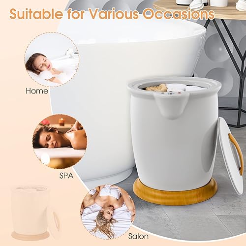 Vista 26 de Tangkula Cubo calentador de toallas de 21 litros para baño, calentador de toallas grande con tapa abatible, apagado automático en 60 minutos, se