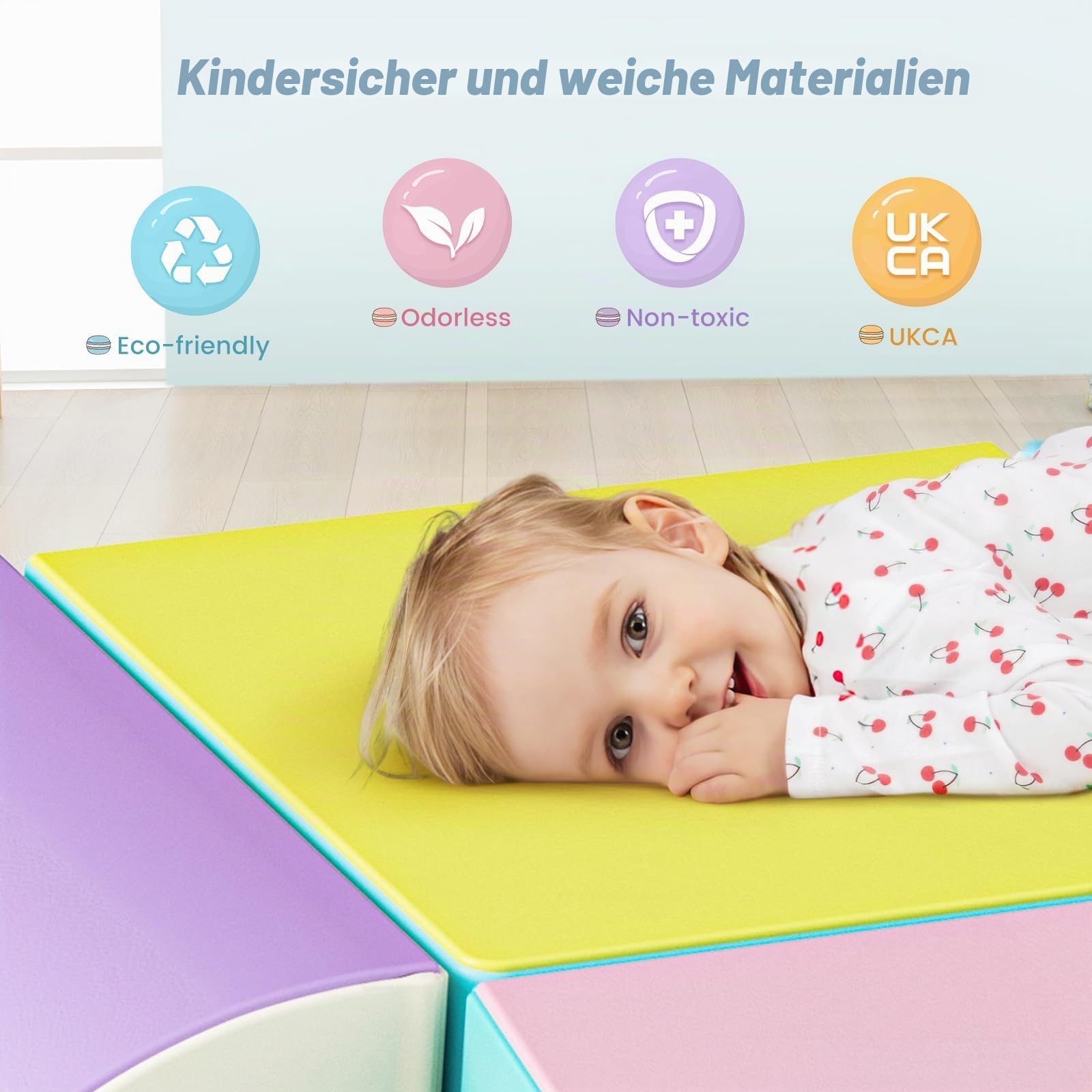 Klettersteine für Kleinkinder 6er Set Schaumstoff-Bausteine weiche Kletterblöcke für Kinder ab 1 Jahr, Stapelspielzeug zur Förderung von Balance & Koordination,Indoor Spielzeug für Zuhause