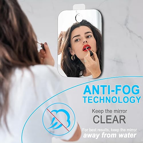 Miniatura 5 de Yofmxocl Espejo de ducha grande sin niebla (8 x 10 pulgadas), espejo antivaho con soporte para maquinilla de afeitar, accesorios de ducha, espejo,