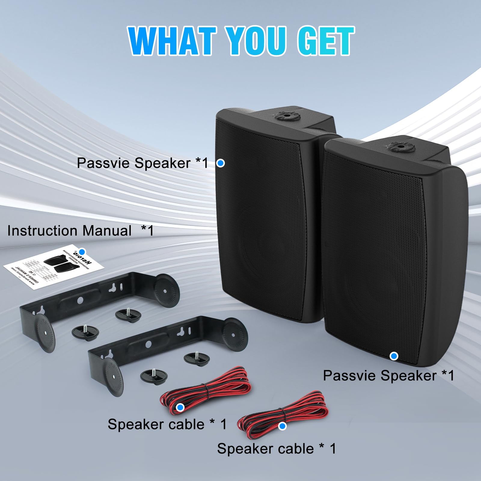 STUDIOFINIX Altoparlanti passivi esterni 8 pollici 600 W IP44 connessione cablata TWS stereo montabili a parete
