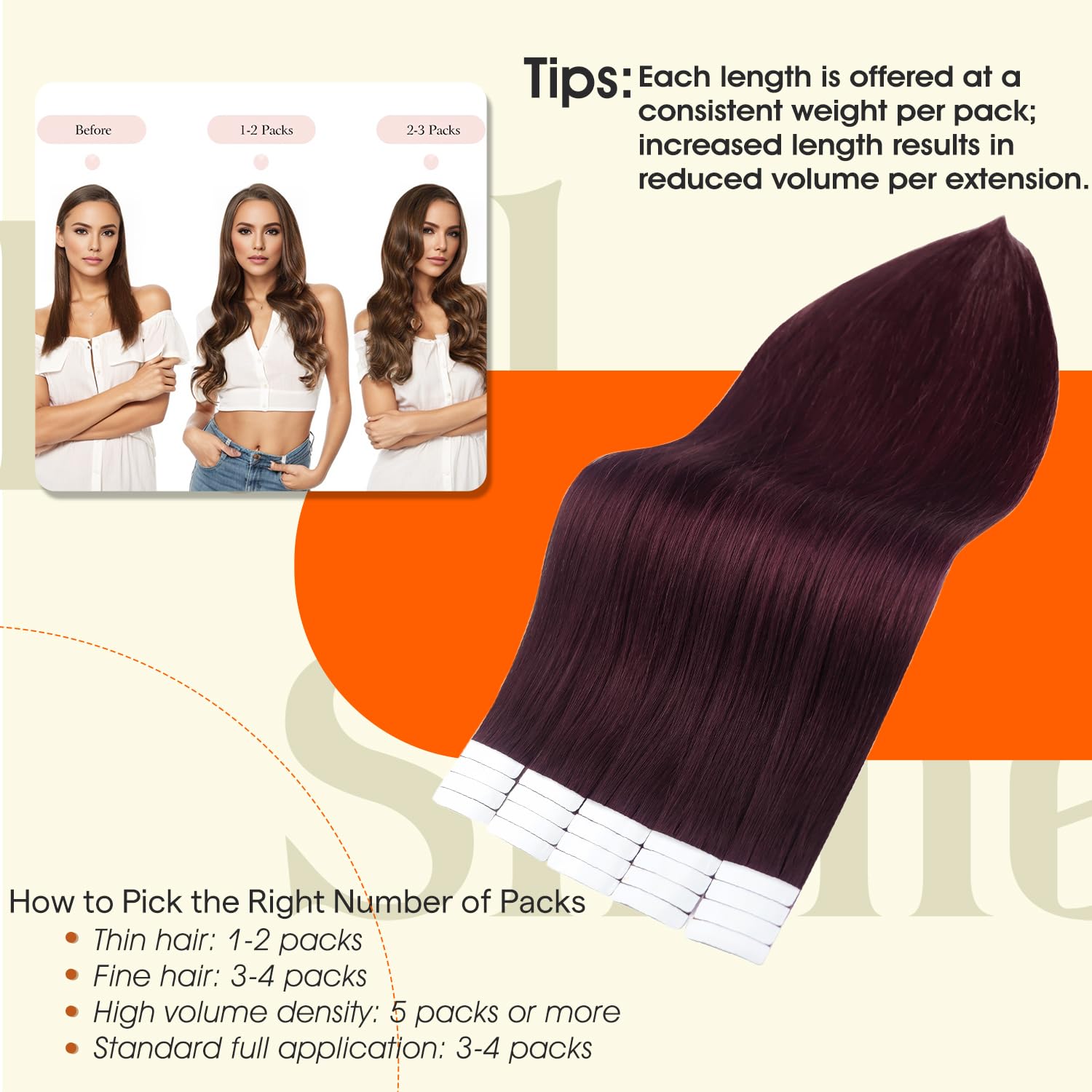 Full Shine Tape in Extensions 18 Inch Wine Red Tape in Hair Extensions Human Hair Burgundy Human Hair Extensions Tape ins 50 Gram Seamless Skin Weft Hair Extension 20 Pcs Double Sided Tapes