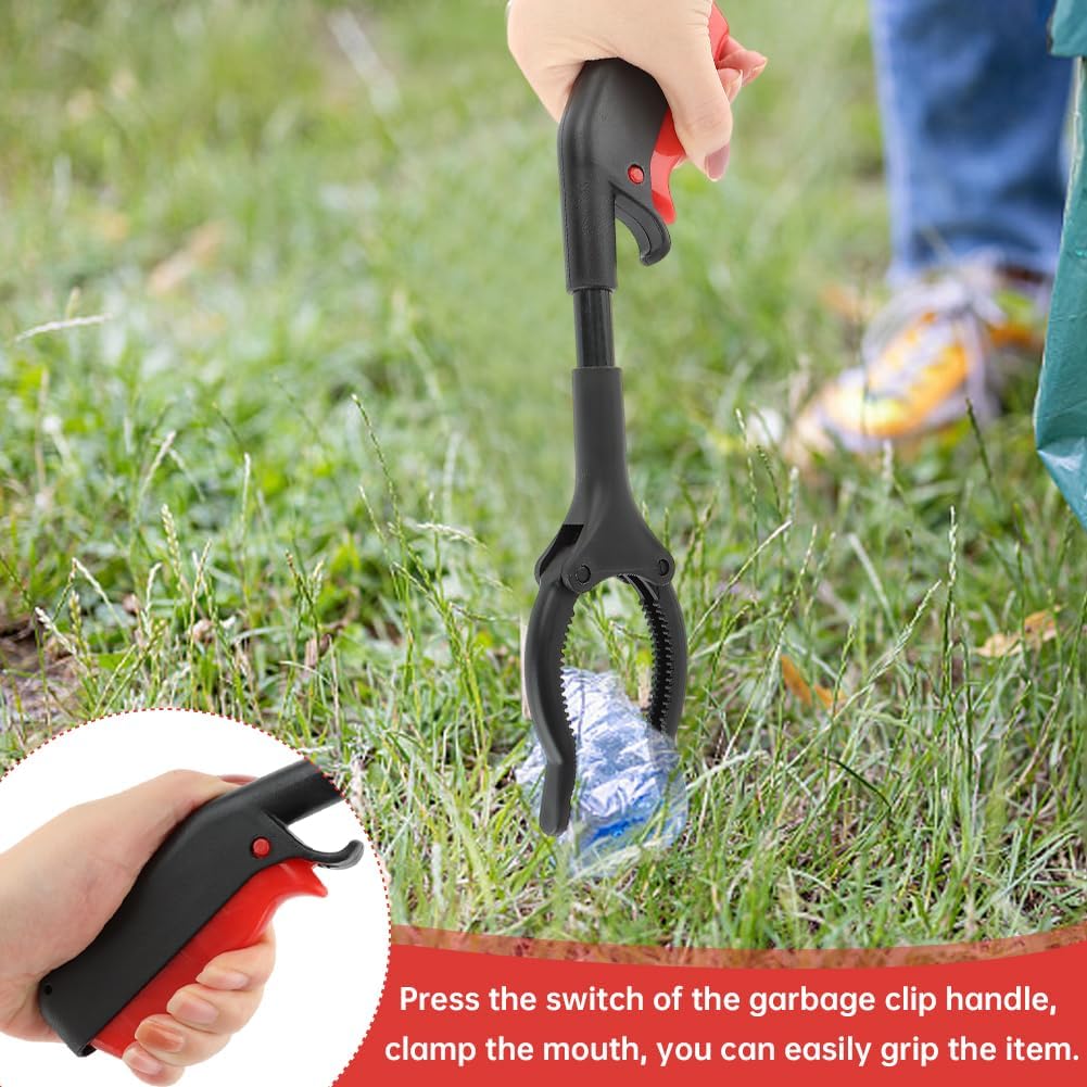 Trash Grabber Tool 4pcs 30cm 12inch Short Grabber Reacher Tool Claw Rubbish Tong Lightweight Portable Grabber for Adults Seniors Litter Pickers Black Red