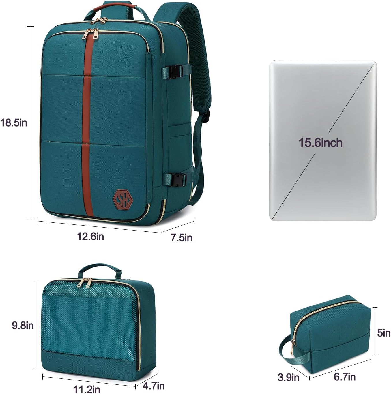 40L Travel Laptop Backpack for Women & Men, Airline Approved Carry On Luggage Overnight Bags, Waterproof Personal Item Bag, Weekender Essentials Backpacks Vacuum Backpack Dark Green