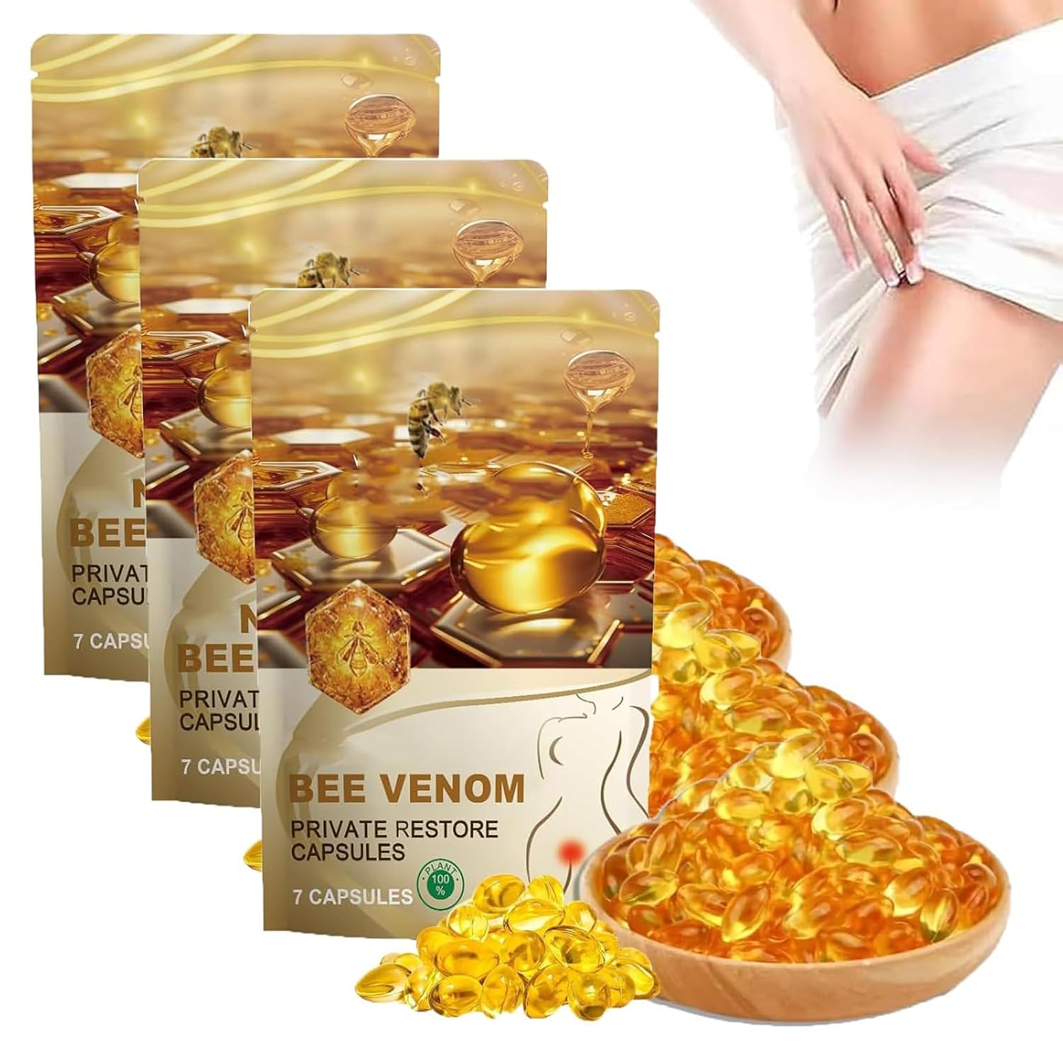 Cvreoz Bee Venom Capsules Cvreoz Bee Venom Vaginal Capsules for Natural Repair Cvreoz Bee Venom Vaginal Capsules for Firming Bee Venom Ginger Oil Capsule Bee Venom Repair Capsules 3bag