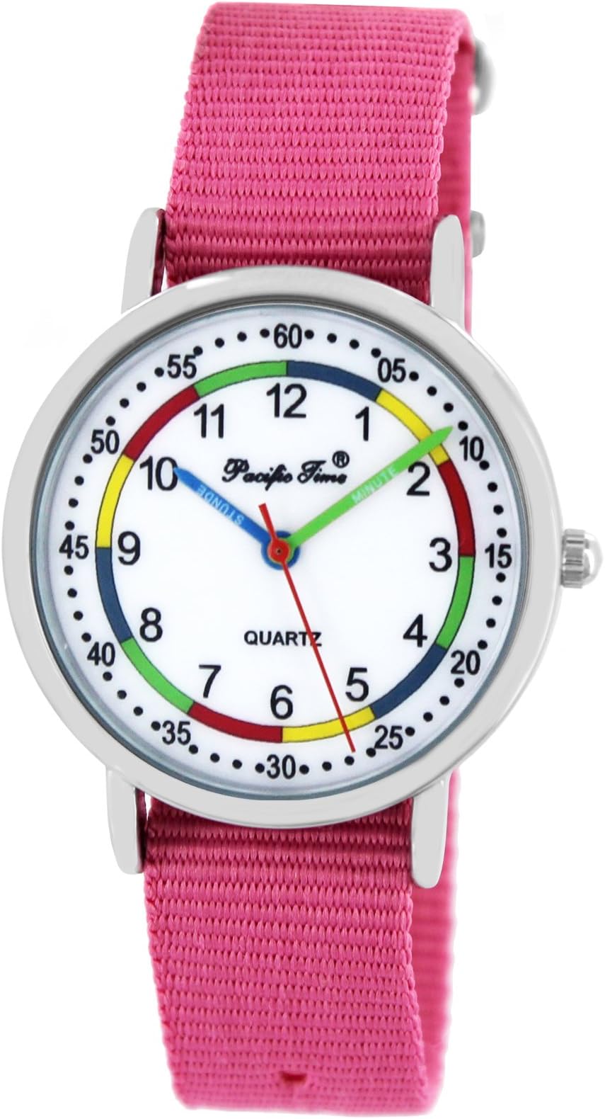 Pacific Time Kinderhorloge meisjes jongens kinderhorloge paarden textiel armband, 10308-lichtblauw, Riemen