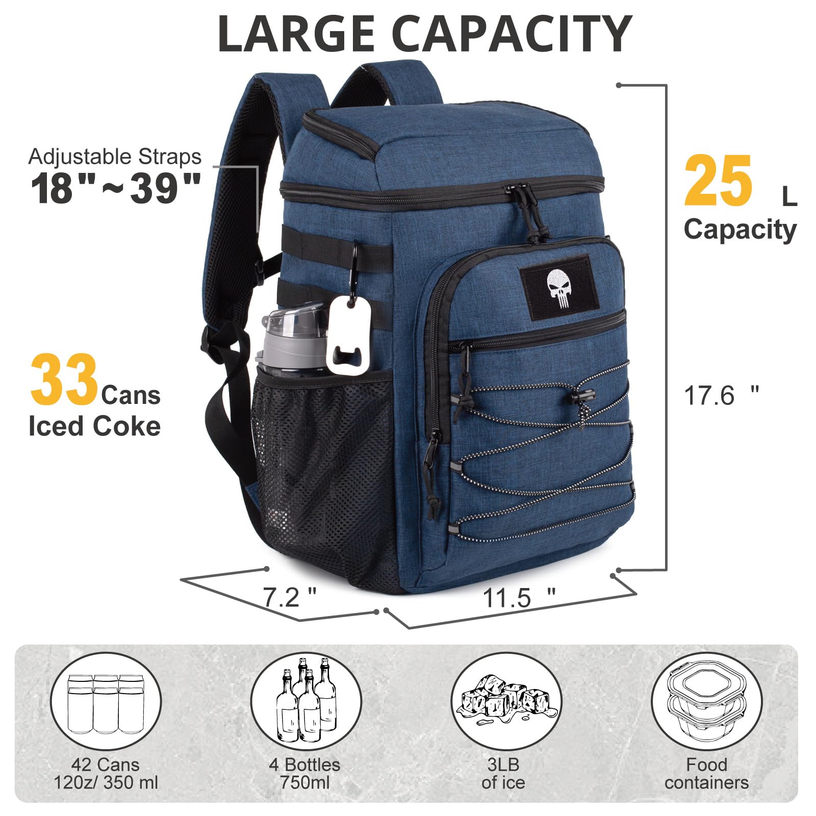 Sac à Dos Glacière Tactique 25L – Isotherme, Imperméable et Résistant, Antifuite pour Hommes et Femmes – Idéal pour Travail, Camping, Plage, Randonnée