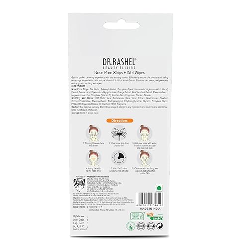 Miniatura 2 de DR.RASHEL Tiras de poros de nariz con vitamina C para limpieza de poros, eliminación instantánea e indolora de puntos negros  Tiras eliminadoras de